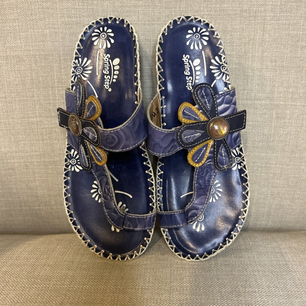 New L'Artiste by Spring Step Florentina Genuine Leather Thong Sandals 37 US 7